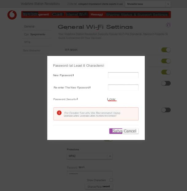How to change Vodafone modem password